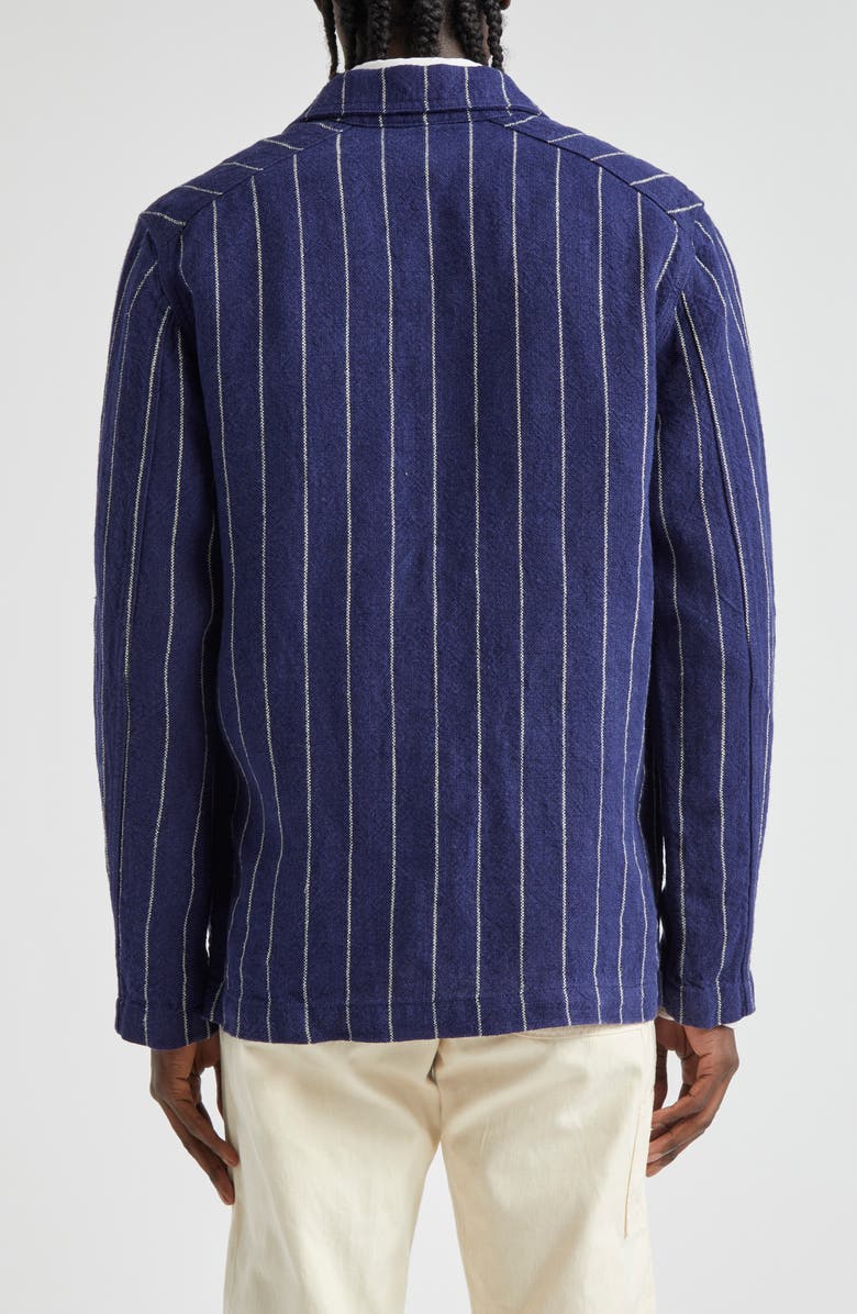Drake's Pinstripe Linen Chore Jacket, Alternate, color,