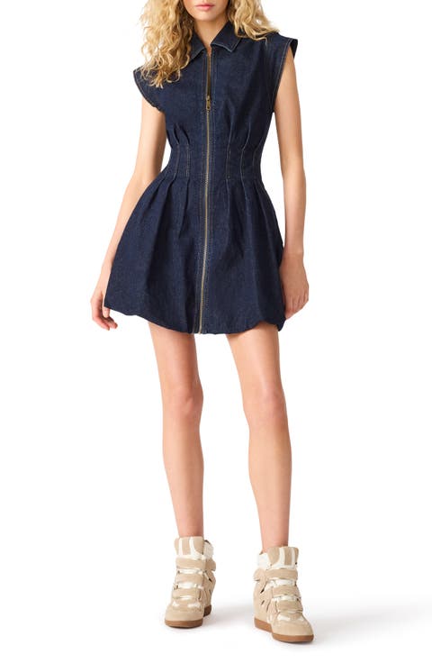 Dyanne Pleated Denim Minidress