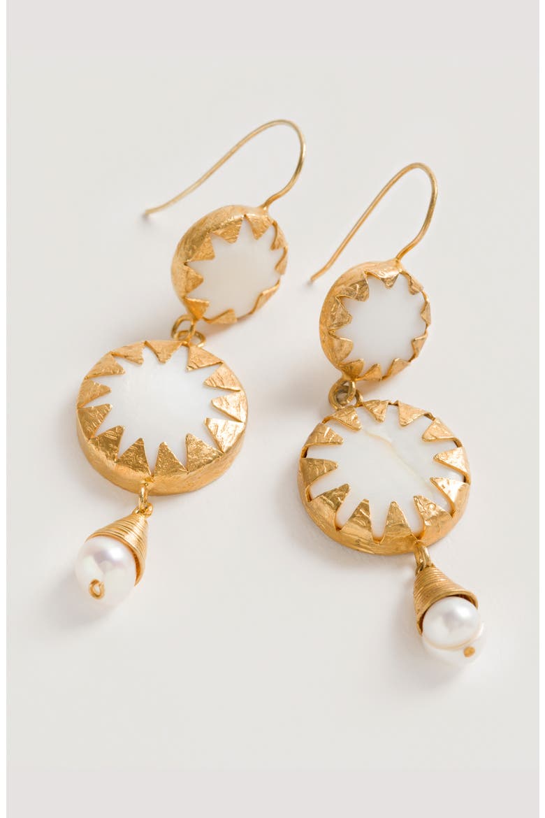 Warrioress Medallion Earrings, Alternate, color, Gold