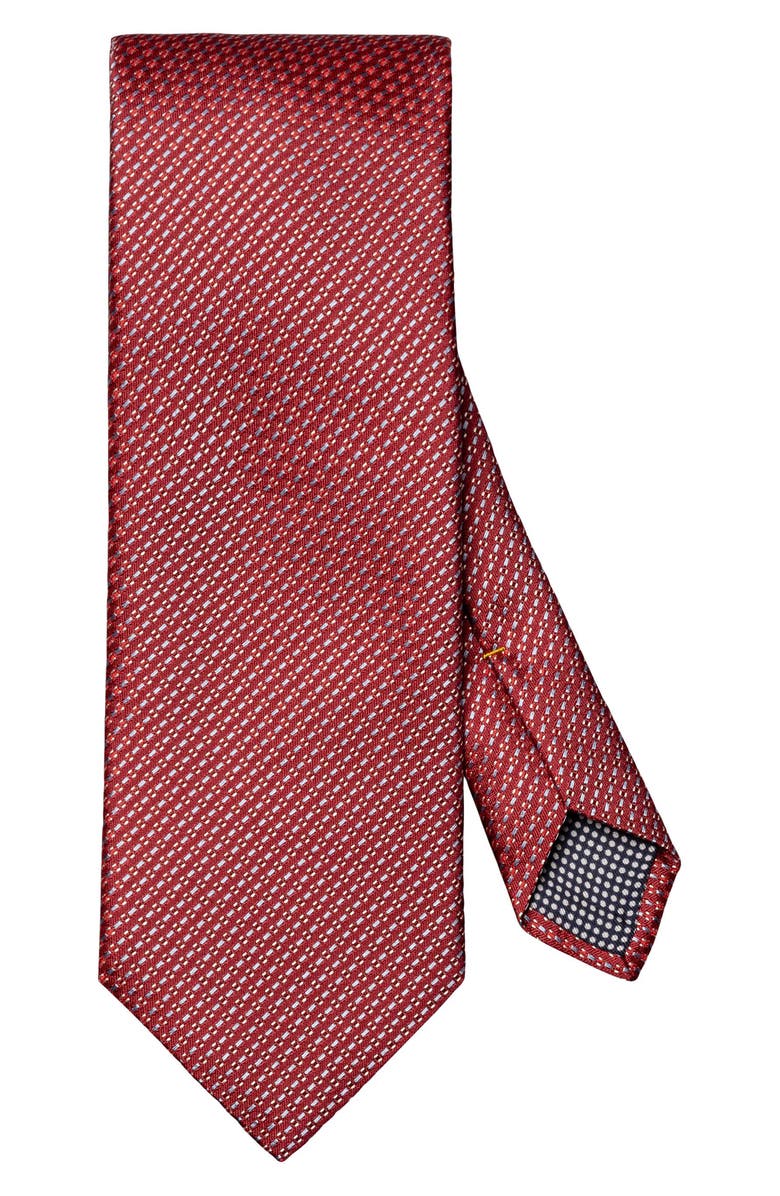 Eton Red Textured Solid Silk Tie, Main, color, Medium Red