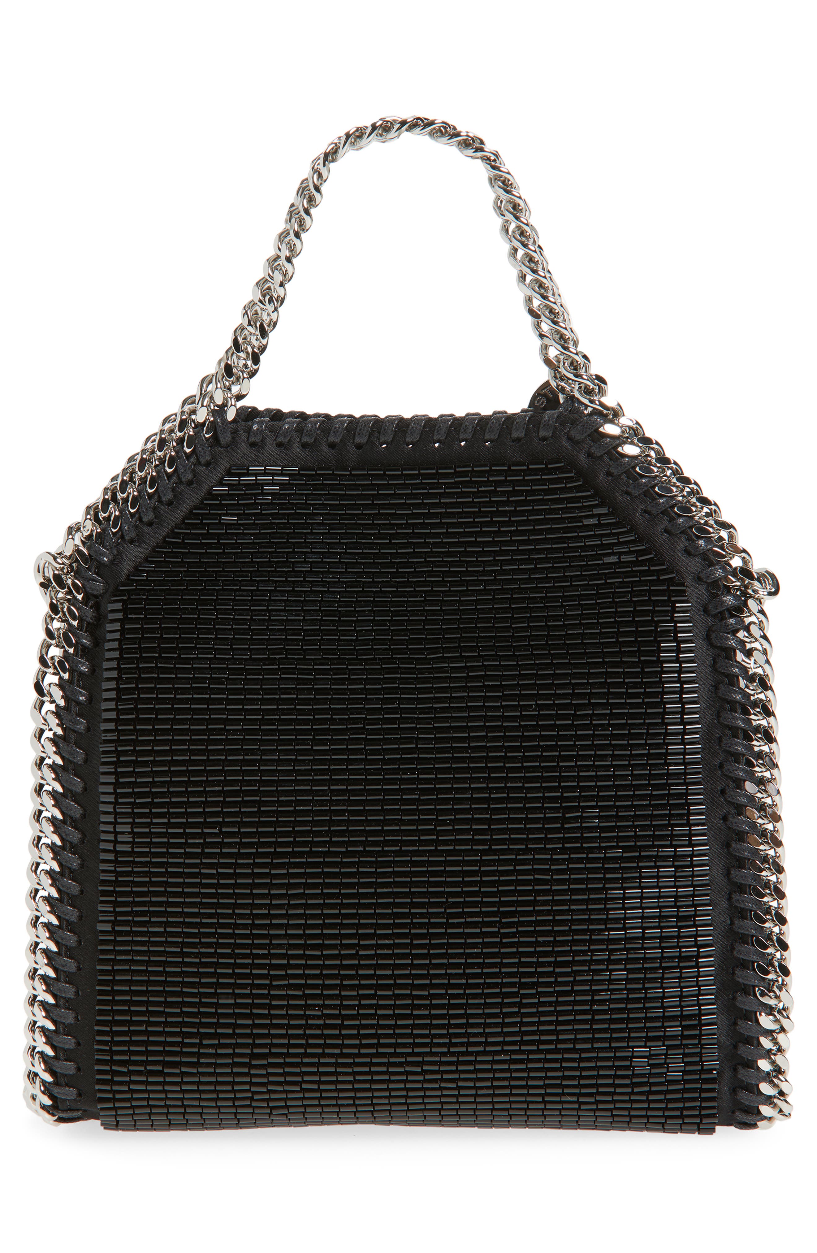Stella McCartney Tiny Falabella Beaded Evening Bag, Alternate, color, Black