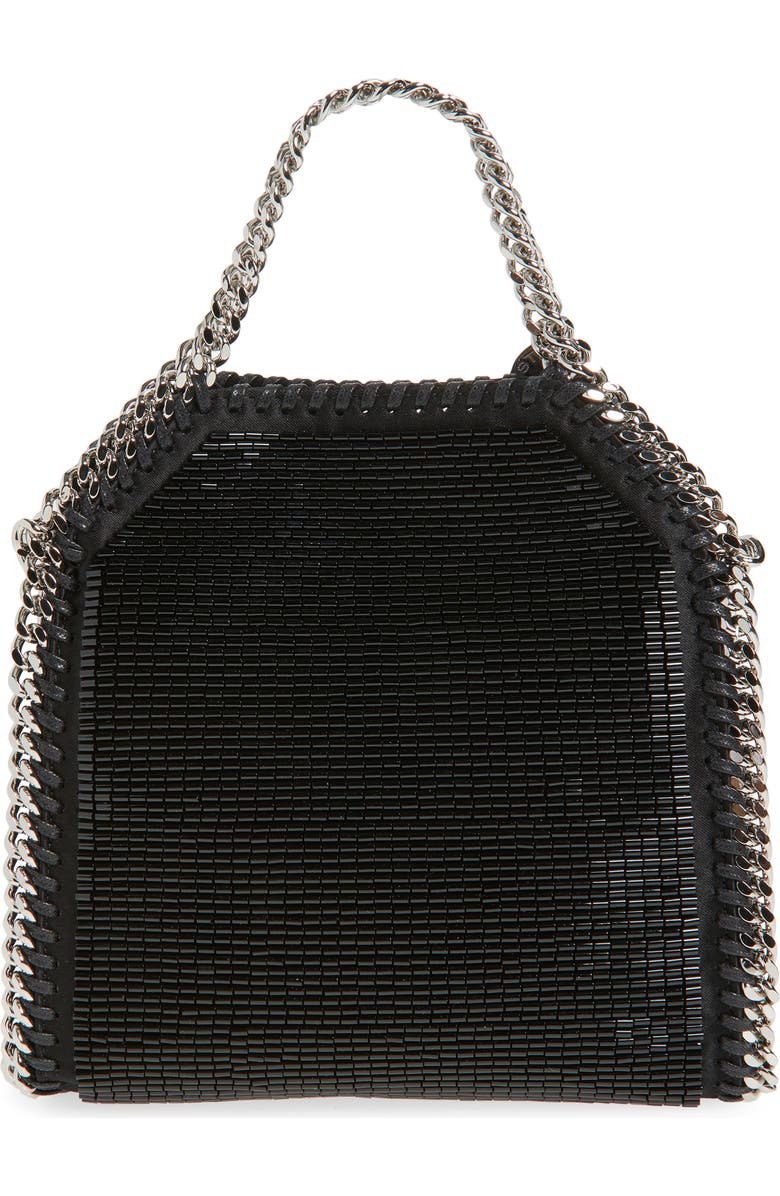 Stella McCartney Tiny Falabella Beaded Evening Bag, Alternate, color, Black