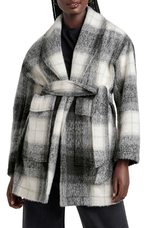 Vanessa Plaid Tie Belt Wrap Jacket