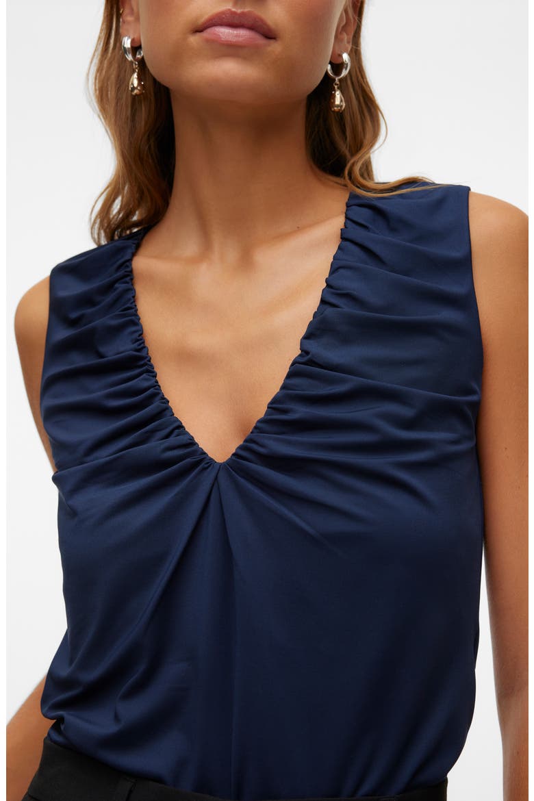 Hanna Bianca Shirred Shell, Alternate, color, NAVY BLAZER