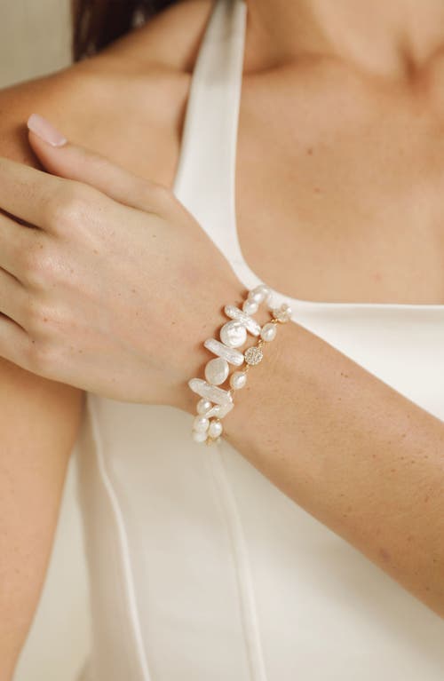 Ettika Freshwater Favorites 18k Gold Plated Pearl Bracelet Set In Gold
