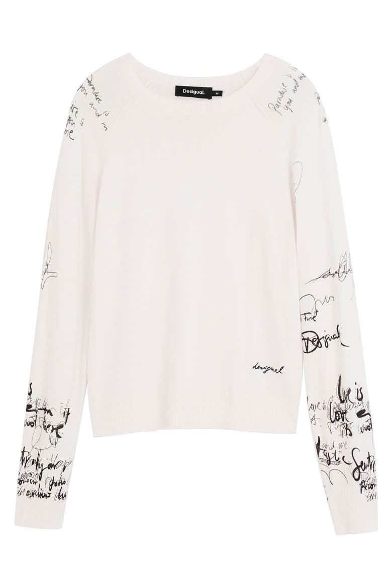 Fine Gauge Graphic Sweater, Alternate, color, IVORY