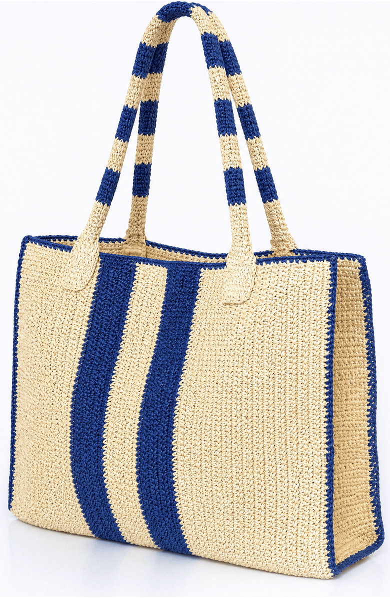 JURGI Multi Stripe Beach Bag, Main, color, Navy Stripe