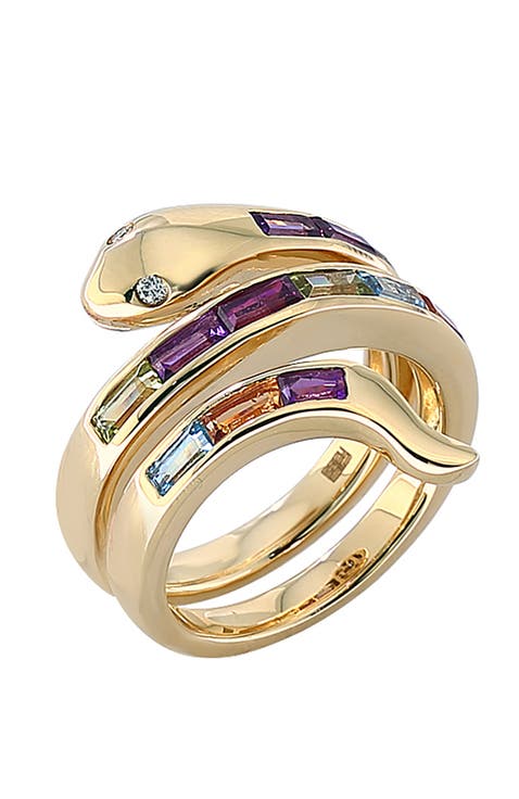 14K Yellow Gold Multi-Gemstone Wrap Ring