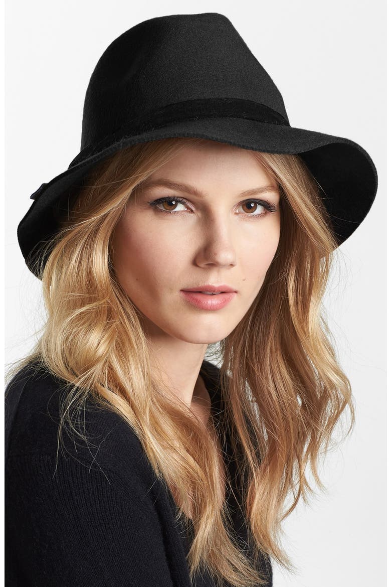 Floppy Wool Felt Fedora, Main, color, BLACK