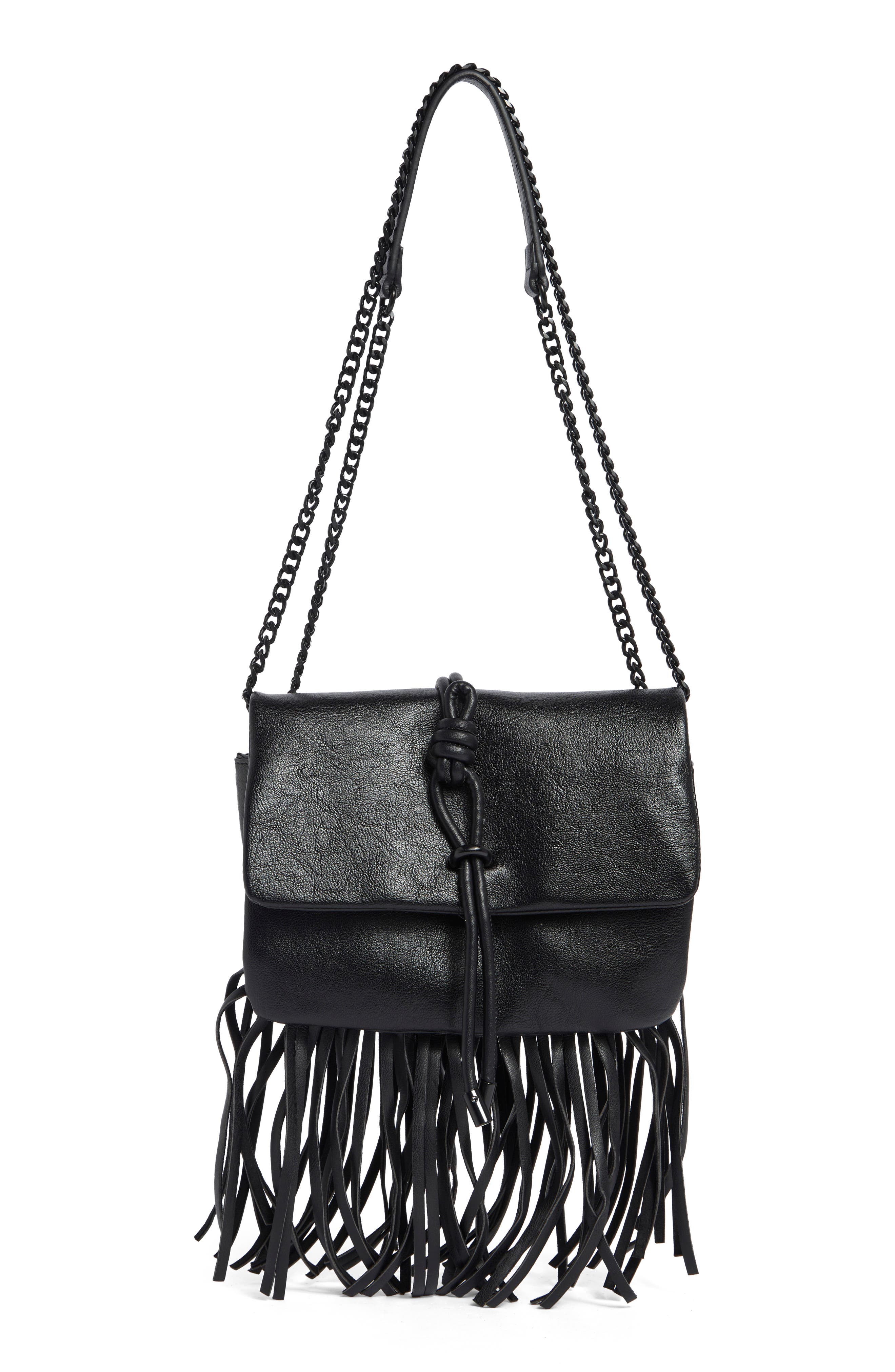 Steve Madden Zarina Fringe Crossbody Bag, Main, color, Black