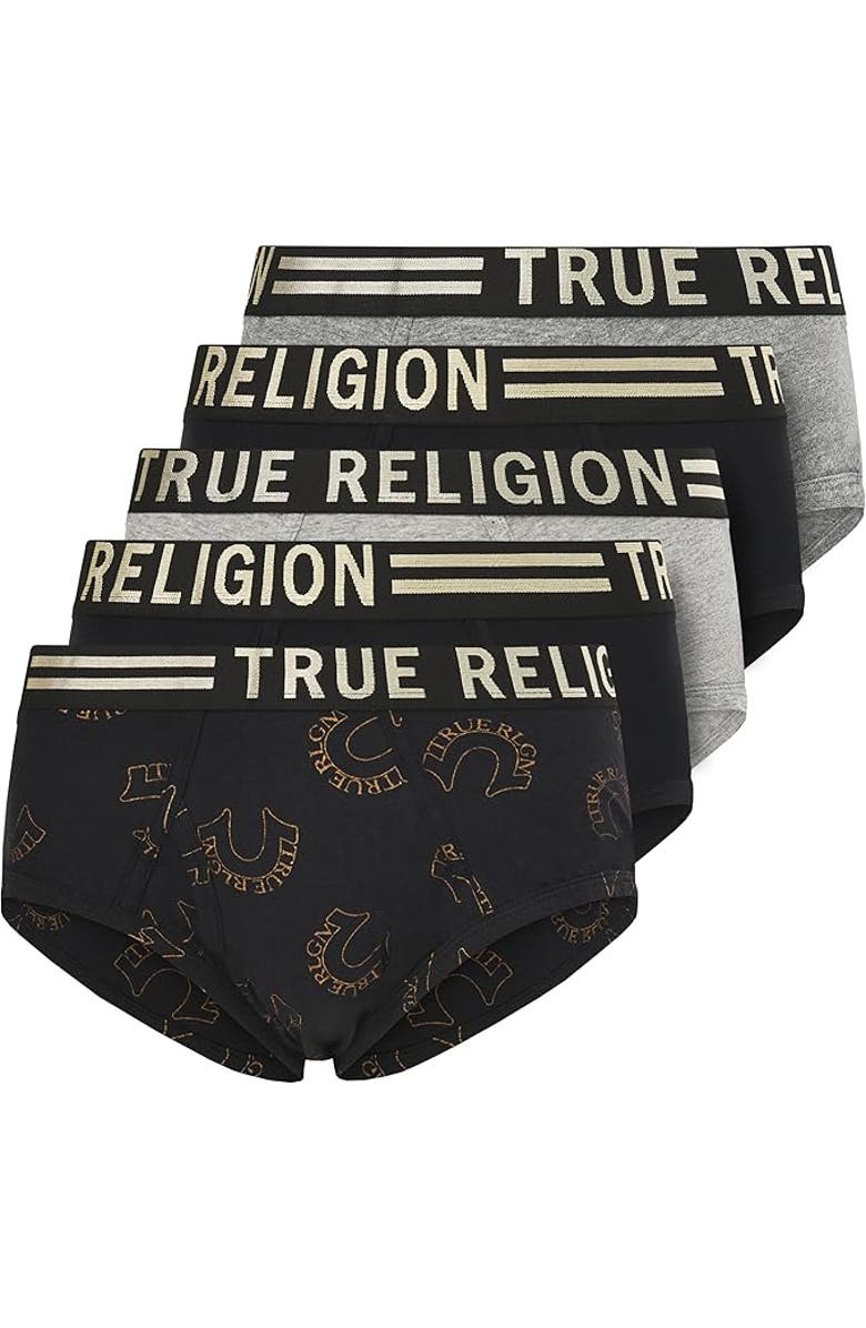 True Religion Briefs Soft Cotton Underwear Pack of 5, Main, color, Black
