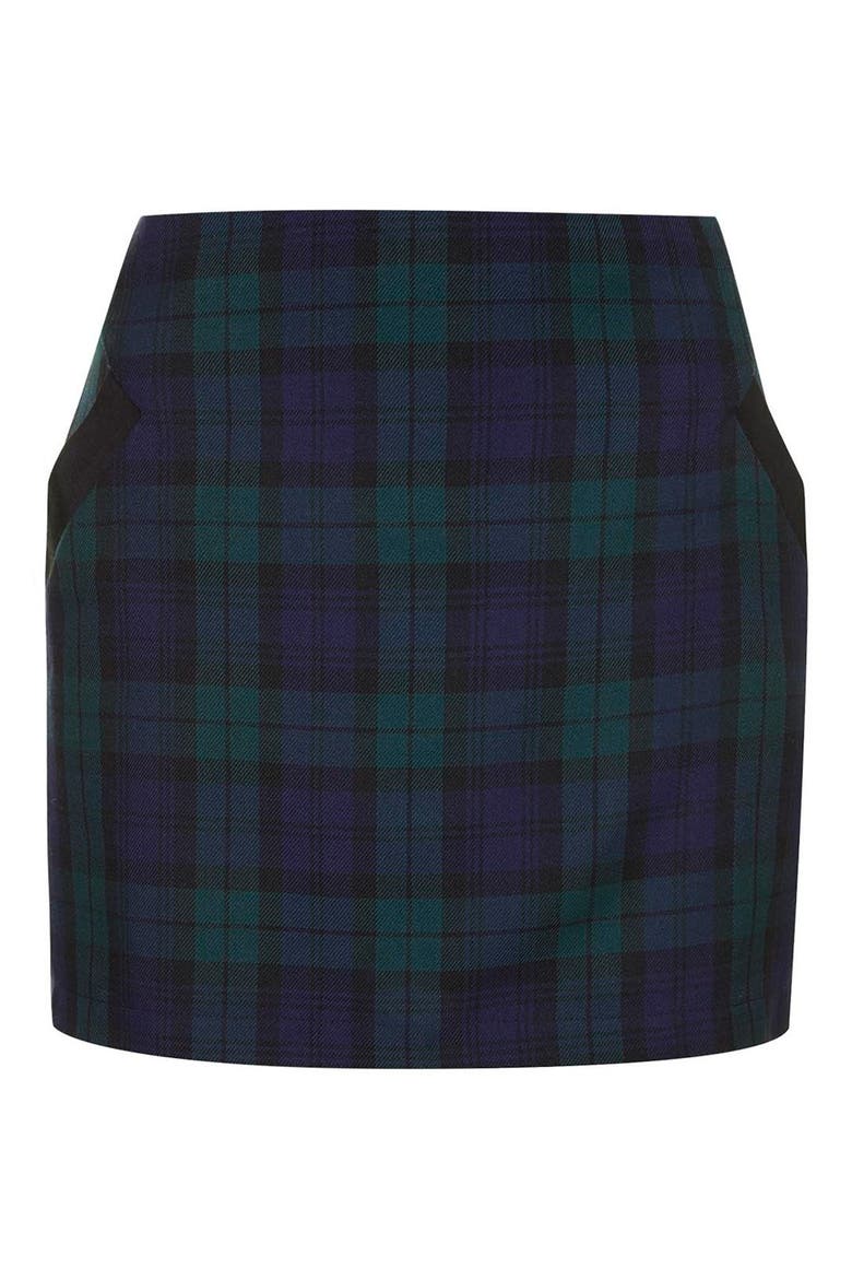 Plaid Miniskirt, Alternate, color, NAVY BLUE