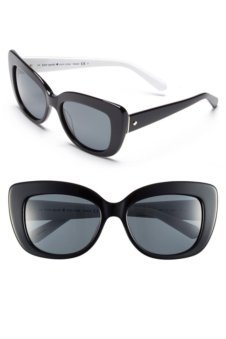 'ursula' 55mm polarized cat eye sunglasses (Nordstrom Exclusive), Main, color, BLACK/ WHITE
