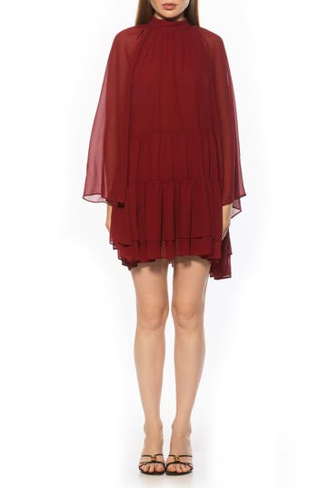 Alexia Admor Pamela Long Sleeve Shift Dress In Red