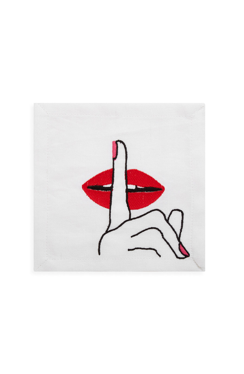 Jonathan Adler Lips Cocktail Napkins In Red