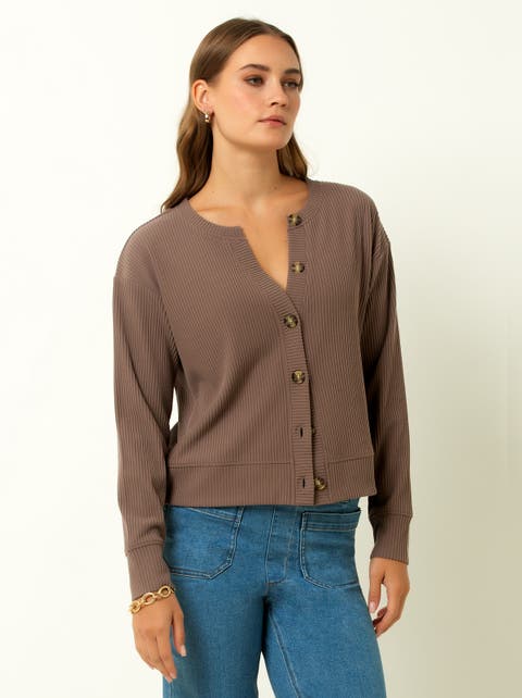 Ribbed V-Neck Cardigan