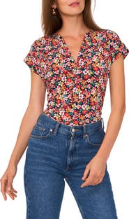 Vince Camuto Floral Short Sleeve Button-Up Shirt
