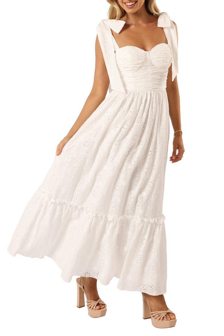 Fiora Eyelet Embroidery Maxi Dress, Alternate, color, WHITE