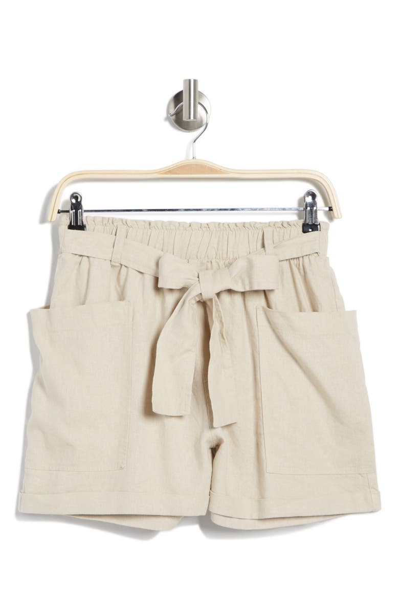 Kensie Linen Blend Paperbag Shorts, Alternate, color,