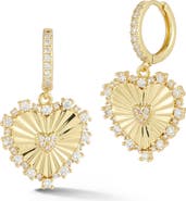 CHLOE AND MADISON Cubic Zirconia Heart Charm Drop Earrings