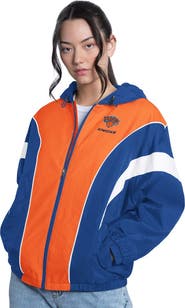 G-III 4HER BY CARL BANKS Women's G-III 4Her by Carl Banks  Royal/Orange New York Knicks Quarterback Lightweight Oversized Full-Zip Jacket