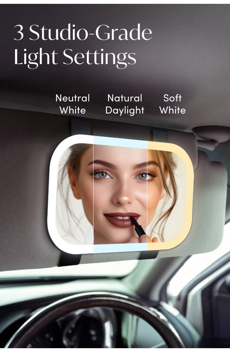 FANCII Juni 2 Lighted Car Visor Mirror, Alternate, color, Black