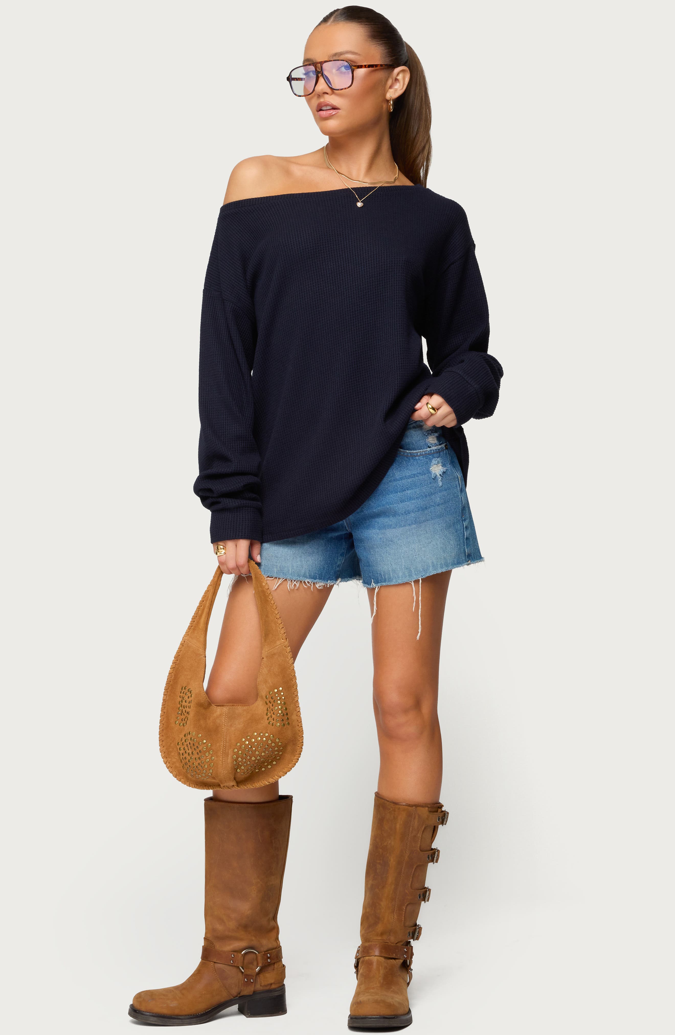 Damari One-Shoulder Oversize Sweater - image 2