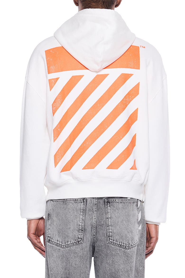 Diagonal Graphic Cotton French Terry Hoodie, Alternate, color, WHITE
