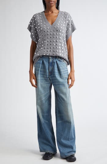 デニム・ジーパン HAIKURE CANDY WIDE-LEG JEANS IN DENIM HAIKURE Candy Pleated Denim Jeans in Blue Tencel