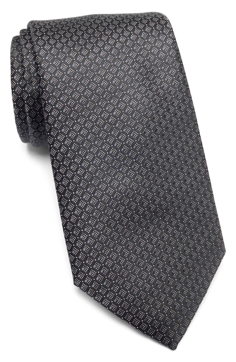 NORDSTROM RACK Mercer Grid Cotton Tie, Main, color, Black