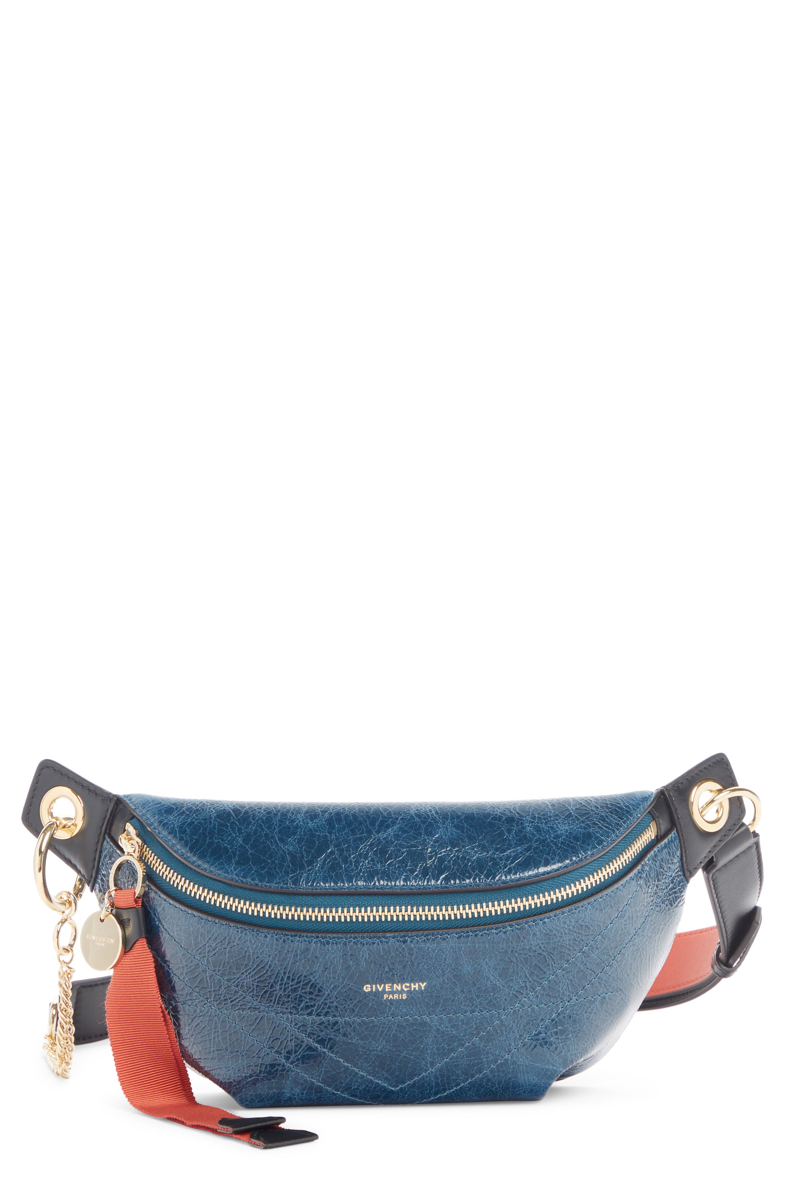 Quilted Leather Belt Bag, Main, color, OIL BLUE