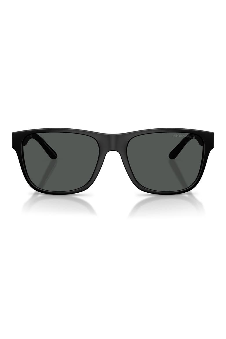 56mm Square Sunglasses, Main, color, MATTE BLACK / DARK GREY