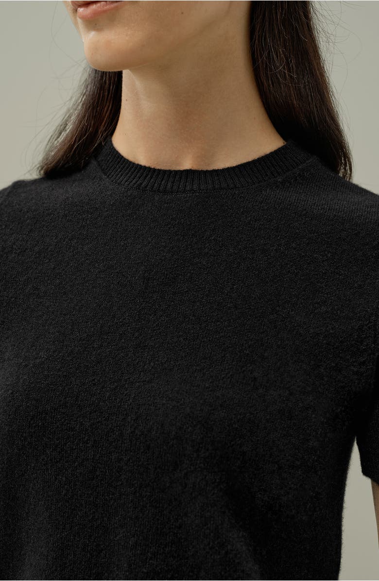 Lilysilk Women's Cashmere Fitted Short Sleeve Top, Alternate, color, Black