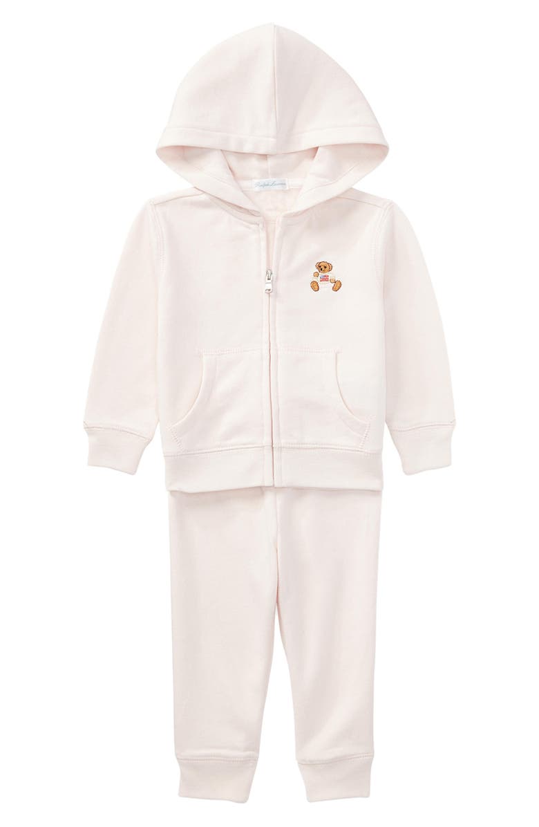 Ralph Lauren French Terry Hoodie & Joggers Set, Main, color, Delicate Pink