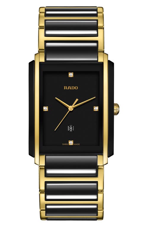 RADO Integral Diamond Ceramic Bracelet Watch, 31mm x 41.1mm in Black/gold 