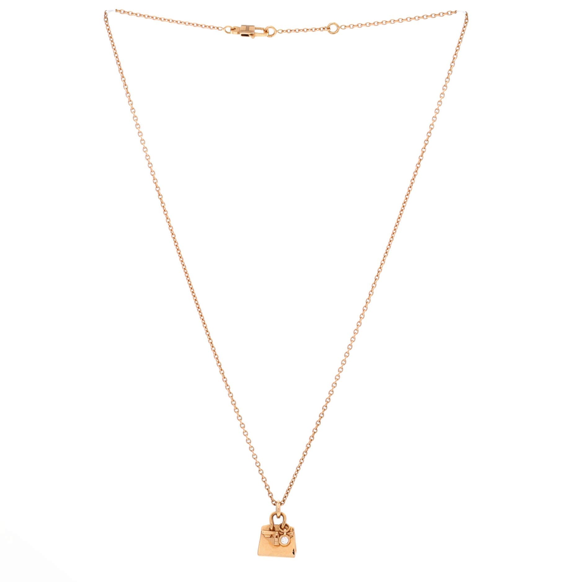 Birkin Amulette Pendant Necklace 18K Rose Gold with Diamond, Alternate, color, Metallic Gold