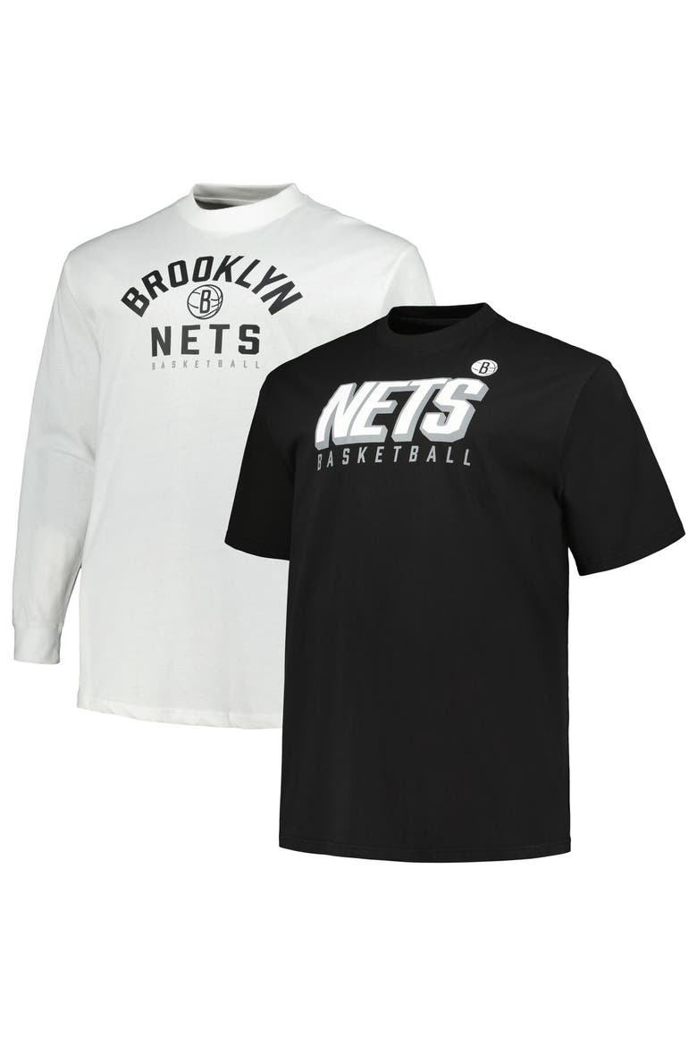 Men's Fanatics Branded Black/White Brooklyn Nets Big & Tall Short Sleeve & Long Sleeve T-Shirt Set, Main, color, Black
