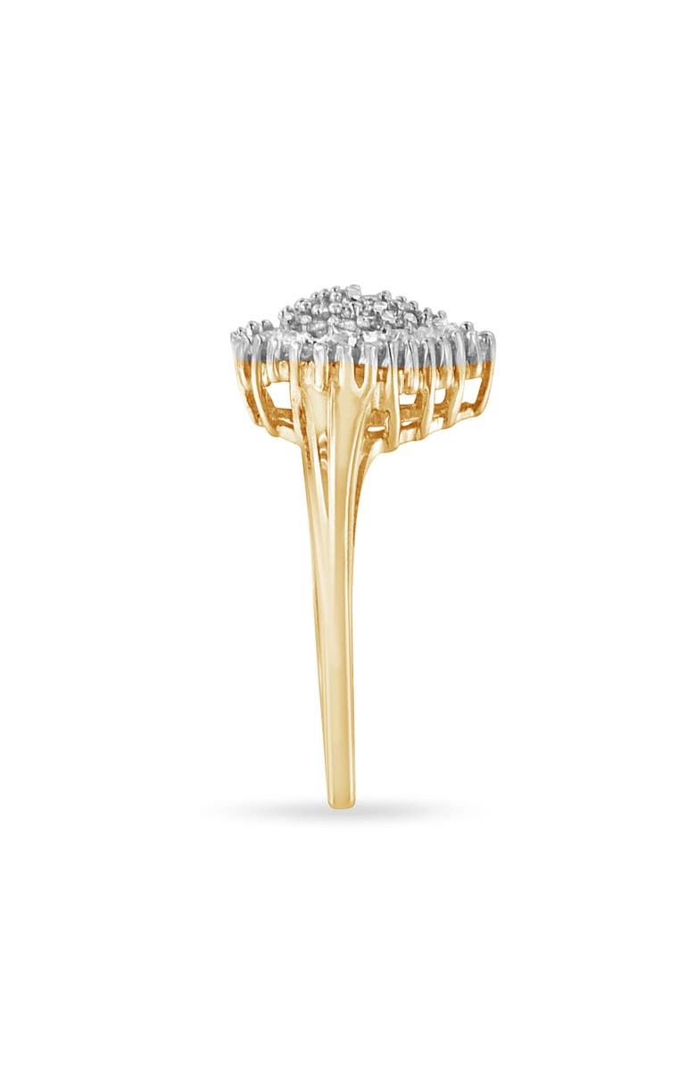 Haus of Brilliance 10K Gold 1/2 Cttw Diamond Domed Pavé Cluster Halo Cocktail Ring, Alternate, color, Yellow Gold