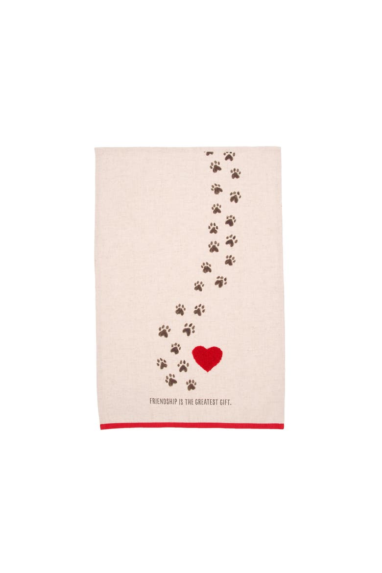 Paw Prints Forever Friendship Pet Love Towel, Alternate, color, Beige