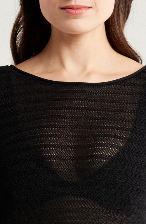 Solid & Striped The Nicki Rib Long Sleeve Linen Blend Cover-up Dress In Noir