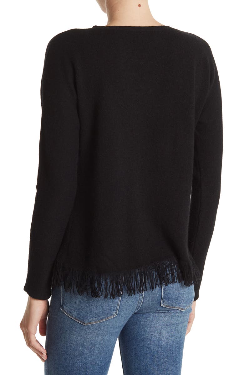 Griffen Fringed Hem Cashmere Pullover Sweater, Alternate, color, 