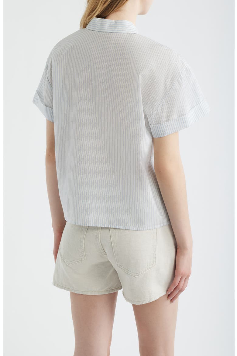 The Boardwalk Stripe Short Sleeve Cotton & Silk Button-Up Shirt, Alternate, color, OCEAN BLUE MULTI