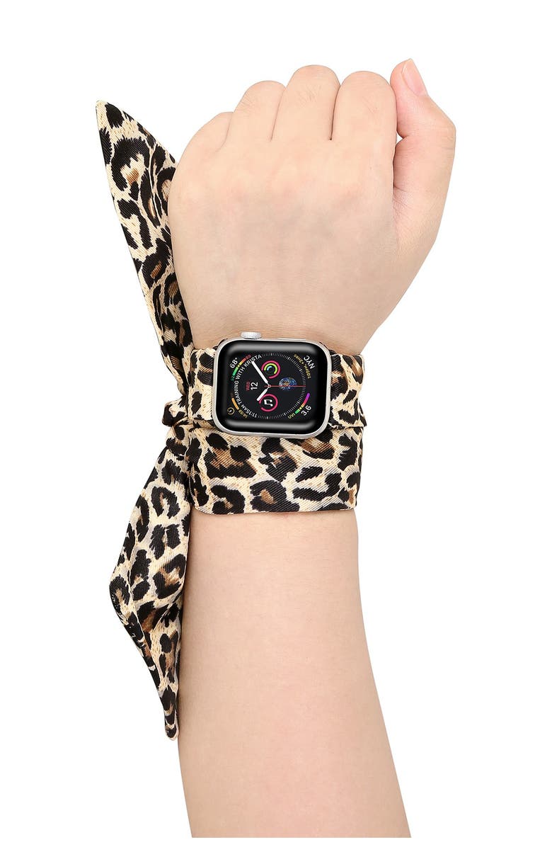 Posh Tech Leopard Silk Scarf 38mm/40mm Apple Watch 1/2/3/4 Band, Main, color, Leopard