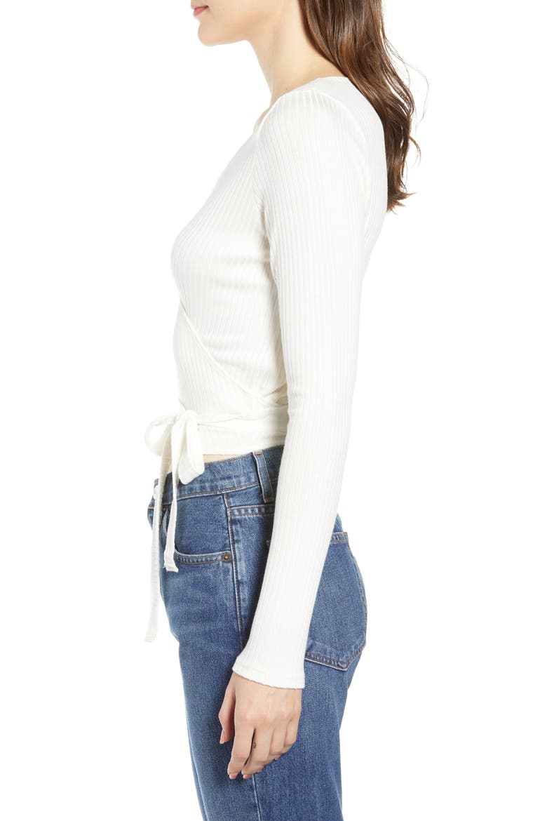 Petalo Wrap Crop Top, Alternate, color, IVORY