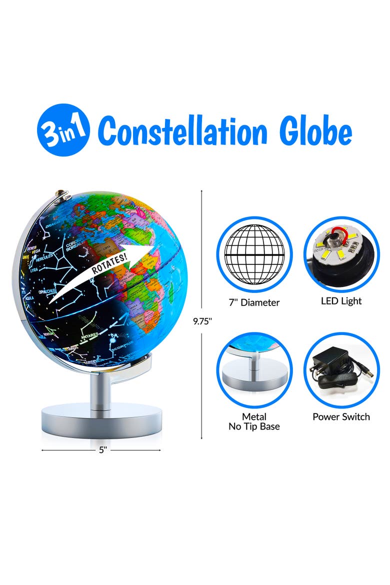 Illuminated Globe for Kids Learning - 7.2 Diameter, Alternate, color, Multi Color