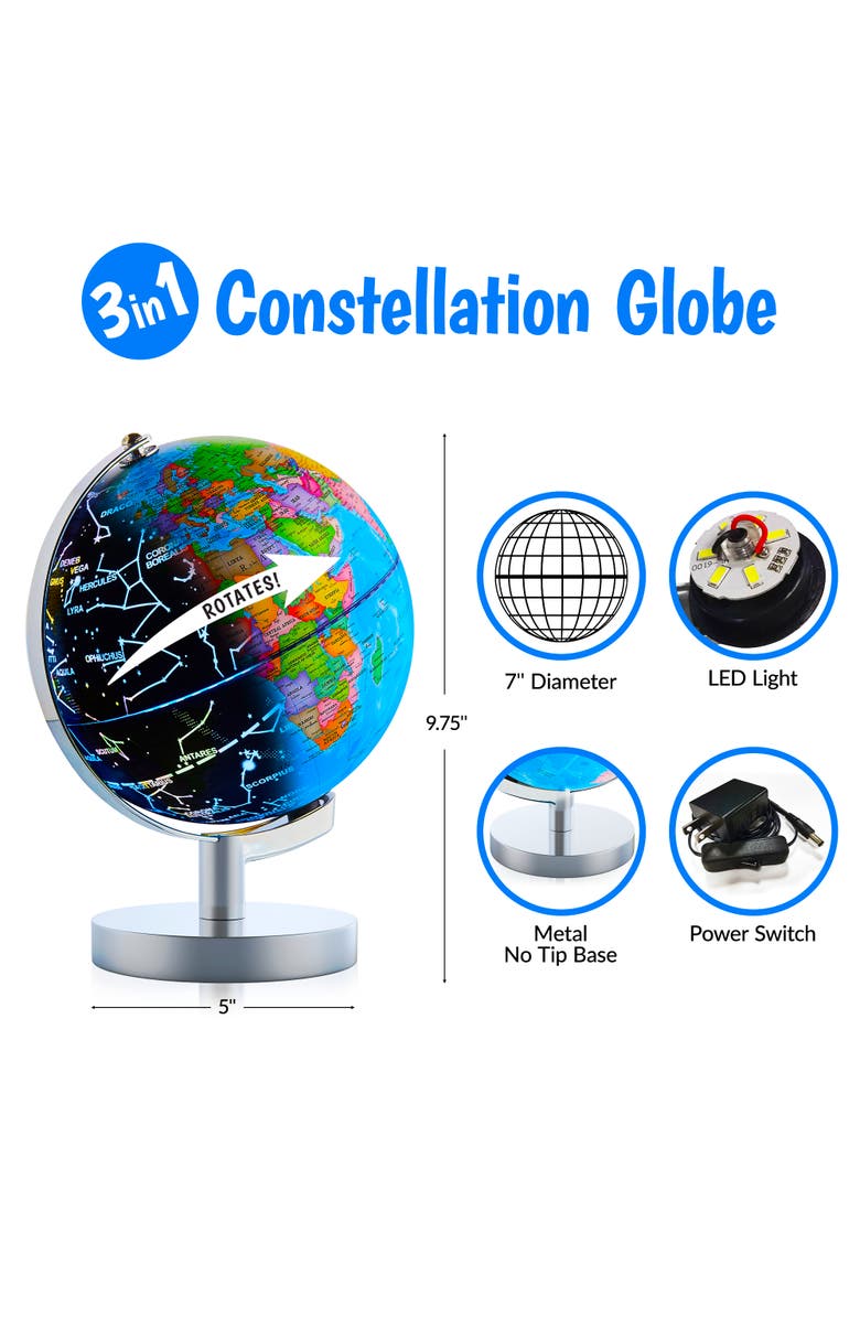 USA Toyz Illuminated Globe for Kids Learning - 7.2 Diameter, Alternate, color, Multi Color