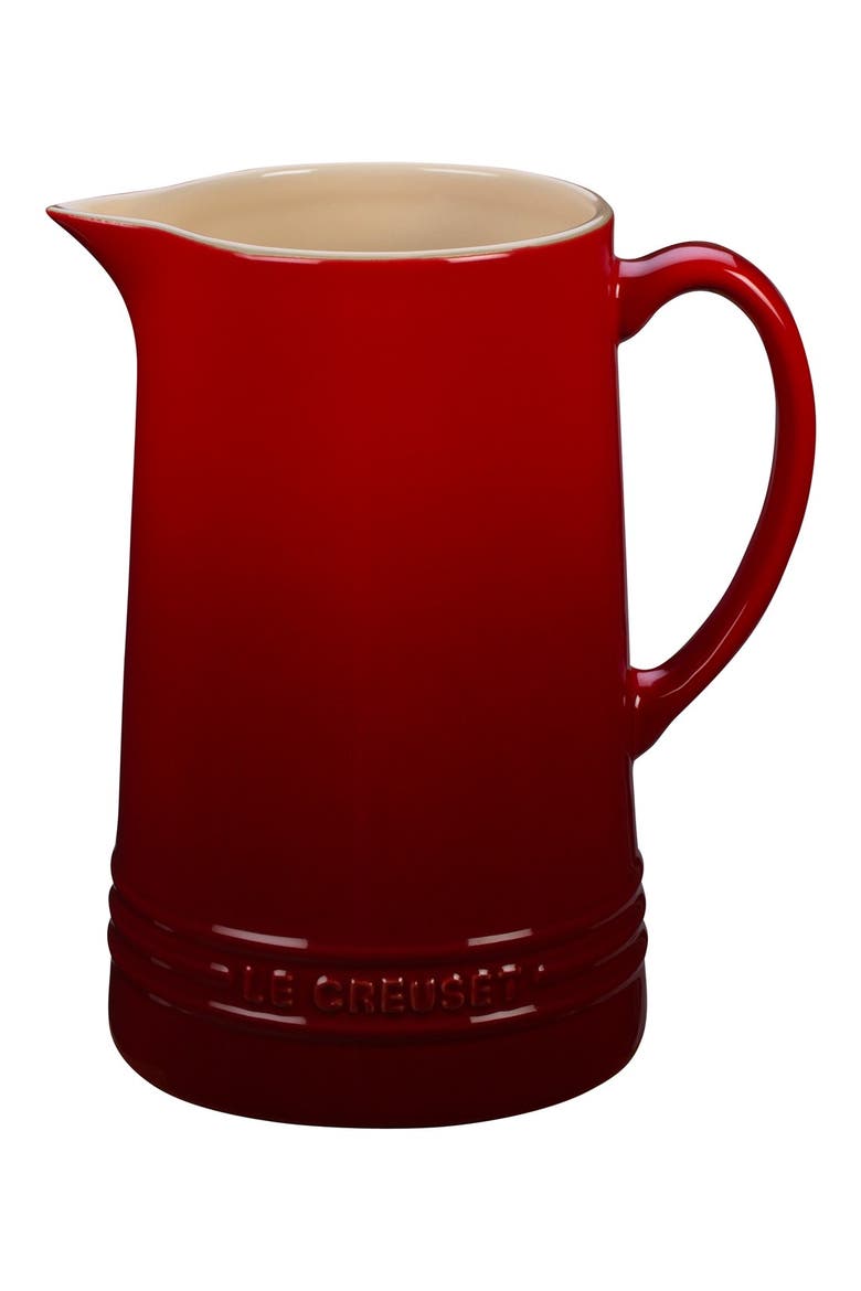 Glazed Stoneware 1 2/3 Quart Pitcher, Main, color, CHERRY