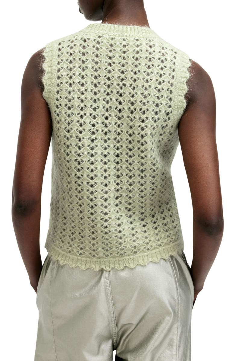 AllSaints Vivian Openwork Sweater Vest, Alternate, color, Earth Green
