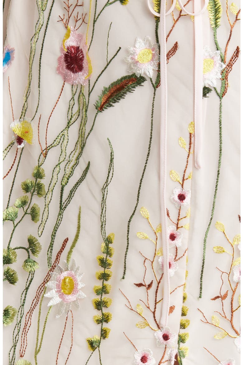 Floral Stem Embroidered Midi Dress, Alternate, color, ECRU MULTI