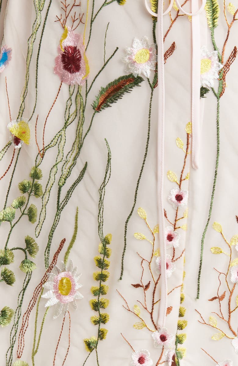 Sam Edelman Floral Stem Embroidered Midi Dress, Alternate, color, 